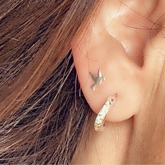 Sterling Silver Tiny Dove Bird Earrings - Picture 11 of 11